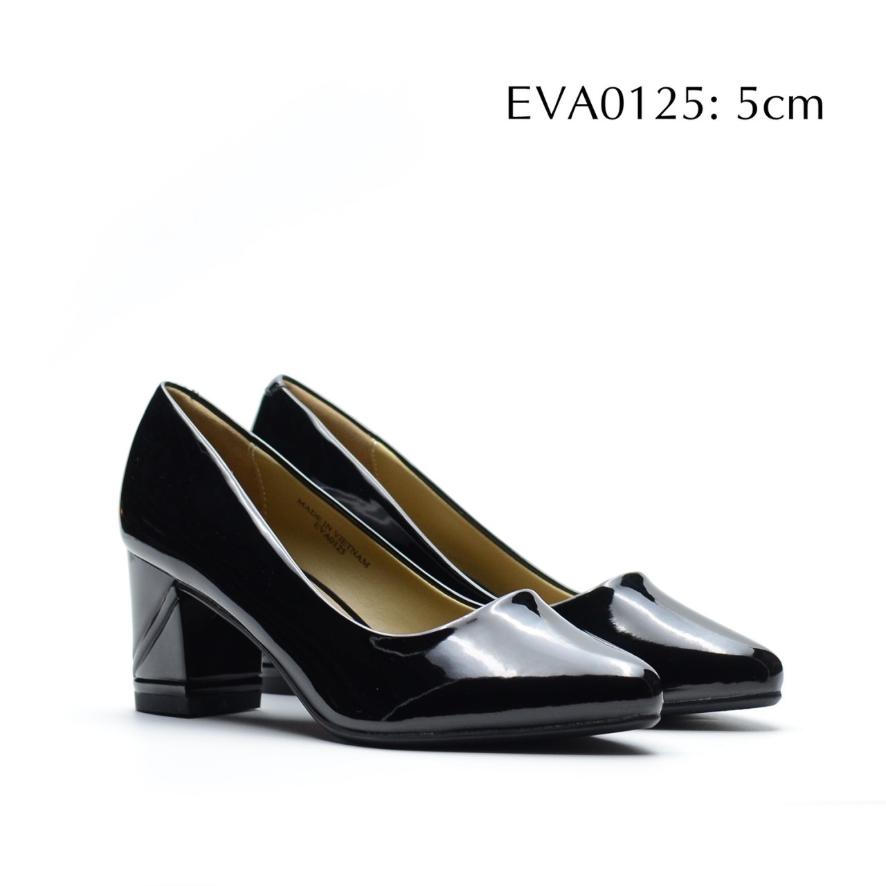 Giày đế vuông EVA0125 da bóng cao 5cm